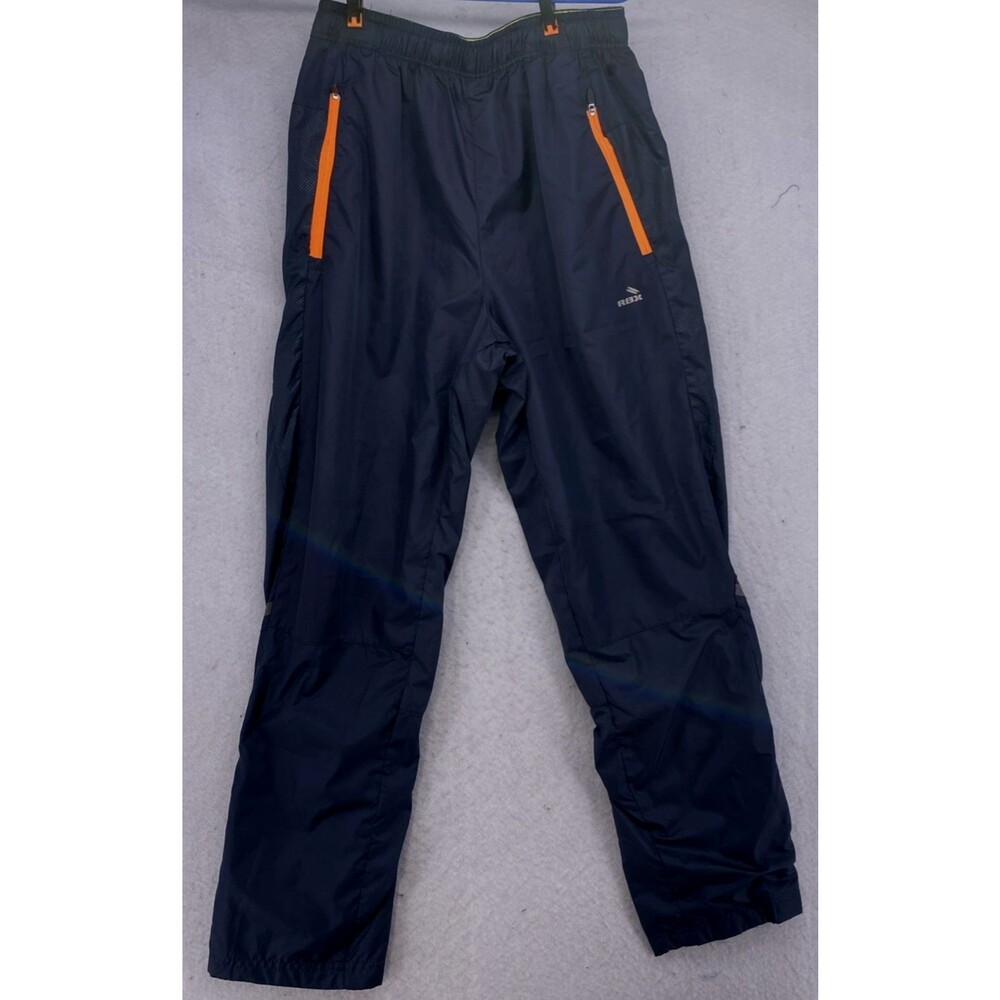 RBX Performance Men's Small Blue Track Pants Mesh Lined Orange Zipper Joggers S